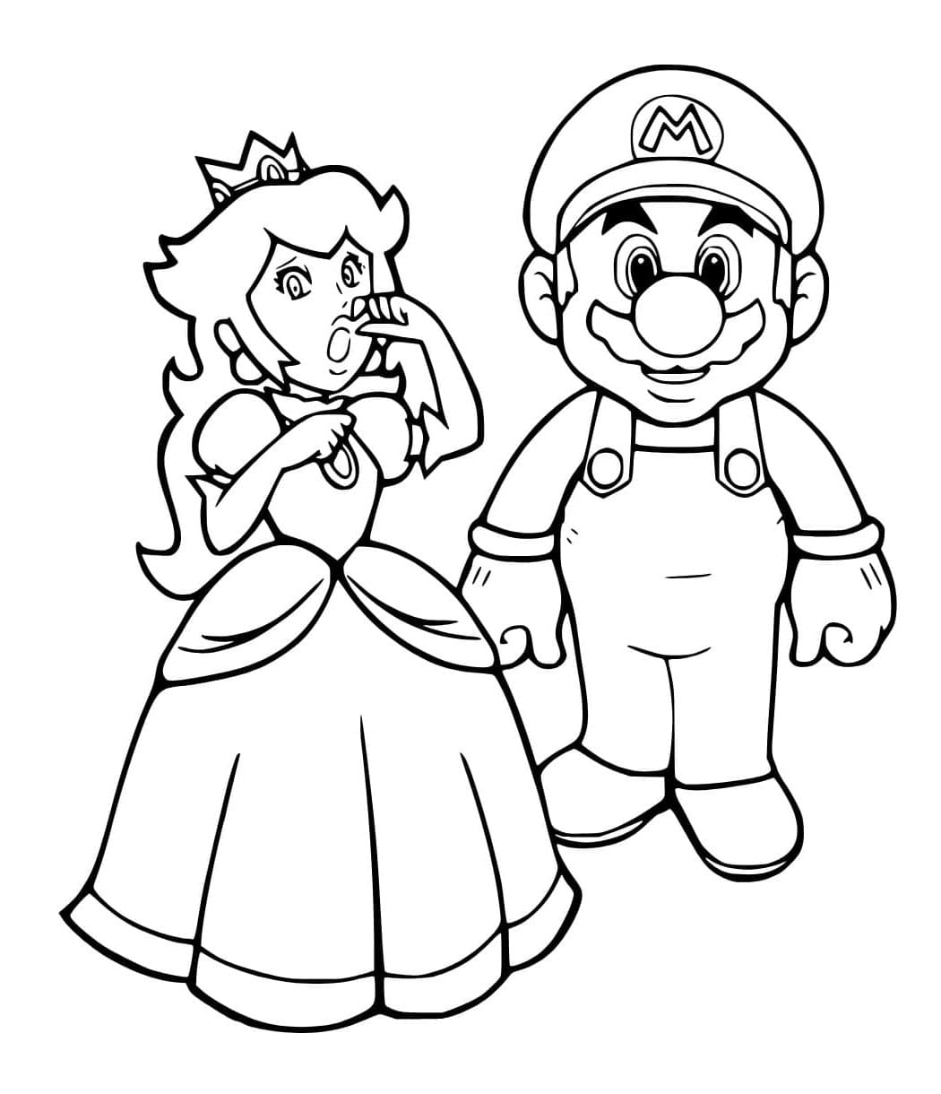 Prinsesse Peach og Mario fargelegging