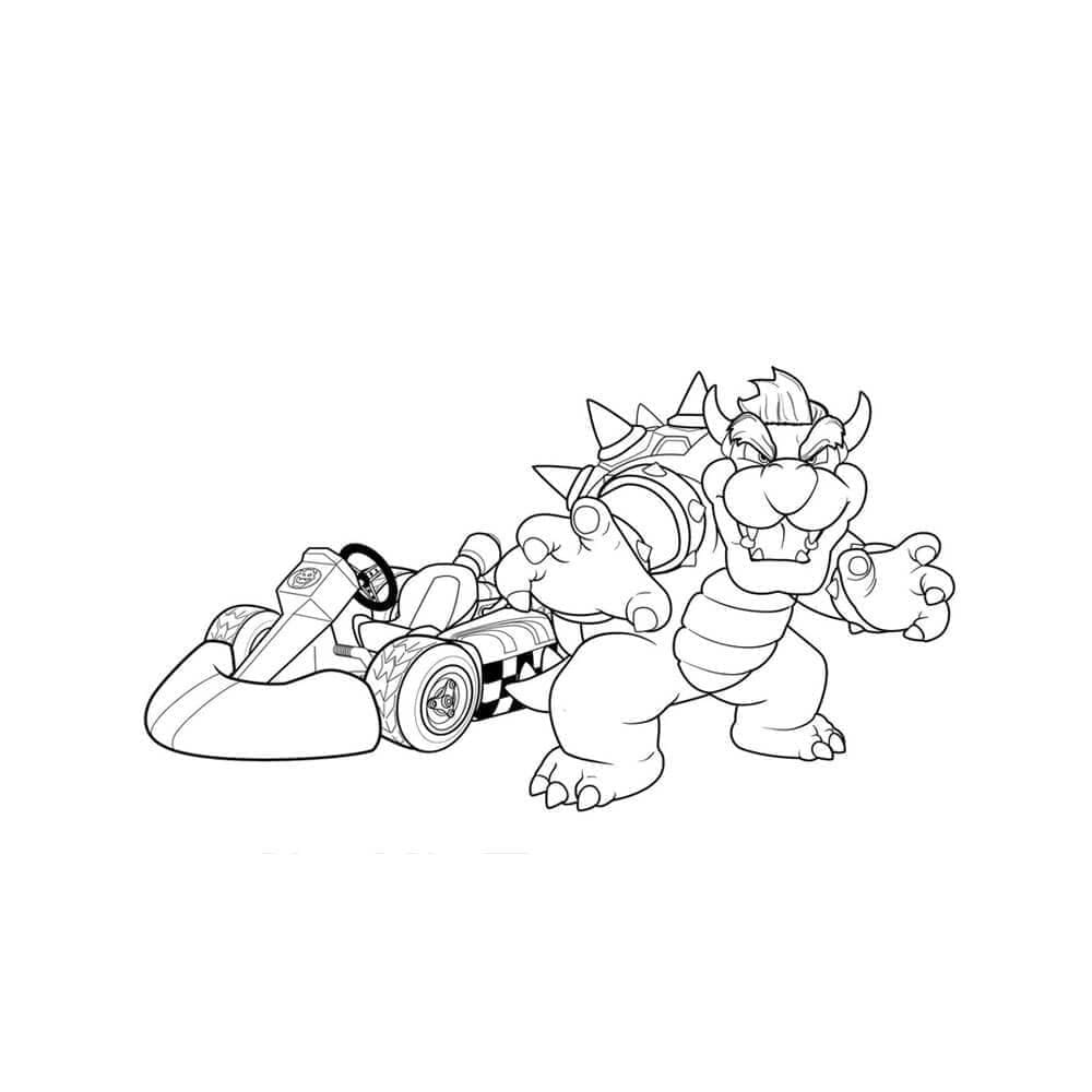 Bowser i Mario Kart fargelegging