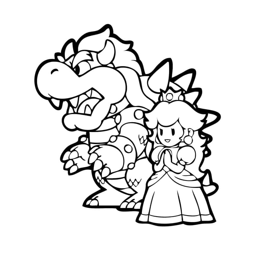 Bowser og prinsesse Peach fargelegging