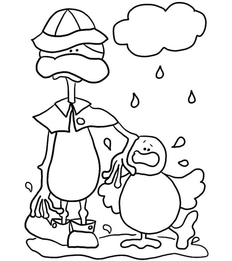 Dessin Caneton sous la pluie humoristique gratuit à colorier fargelegging