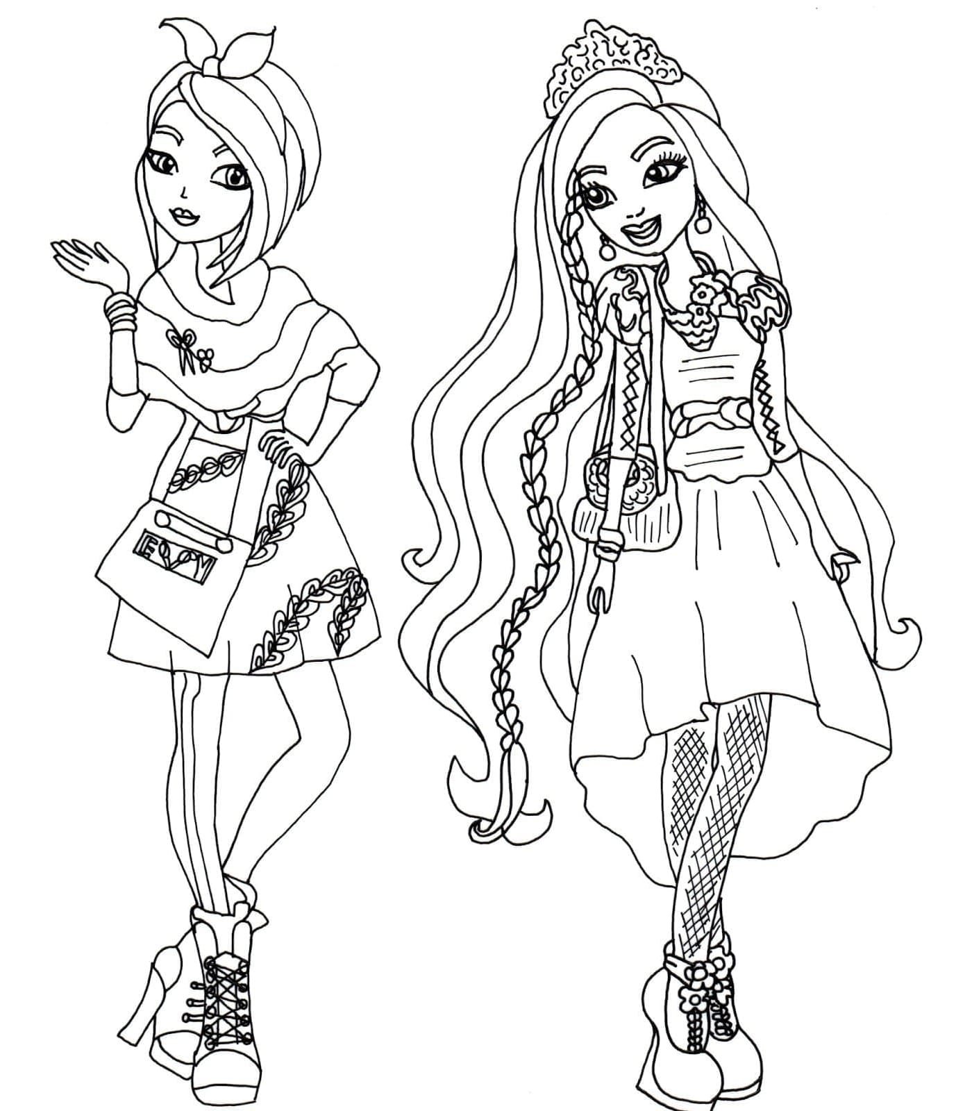 Holly og Poppy fra Ever After High fargelegging