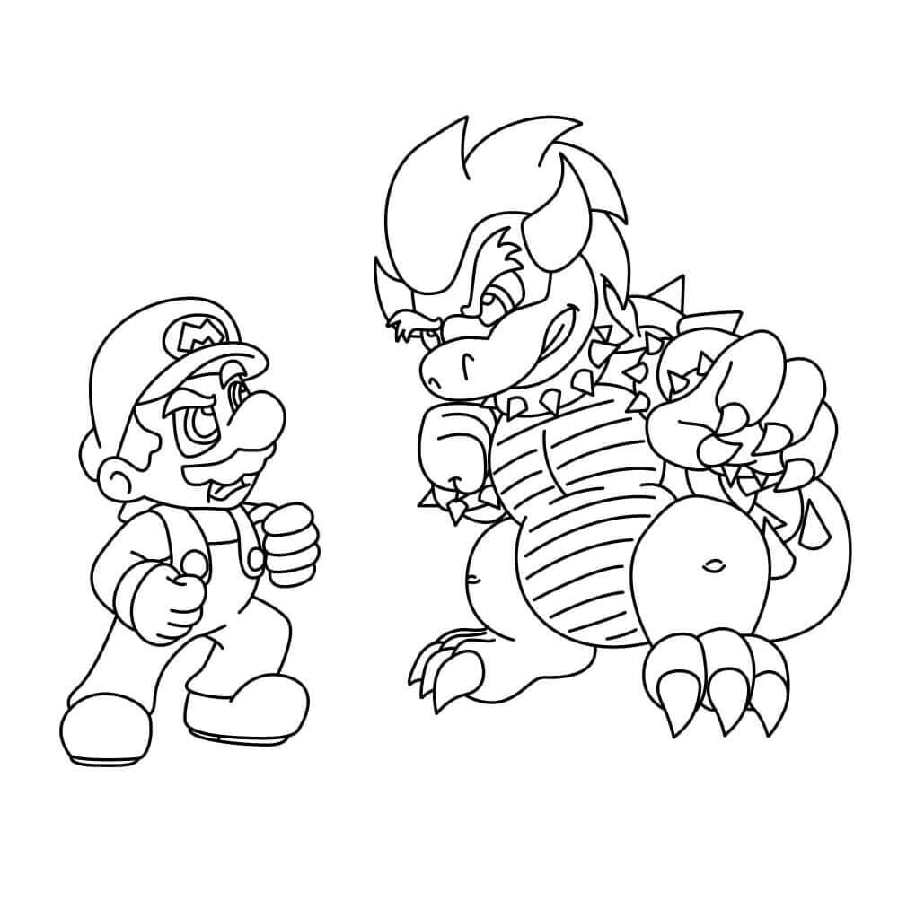 Mario og Bowser fargelegging