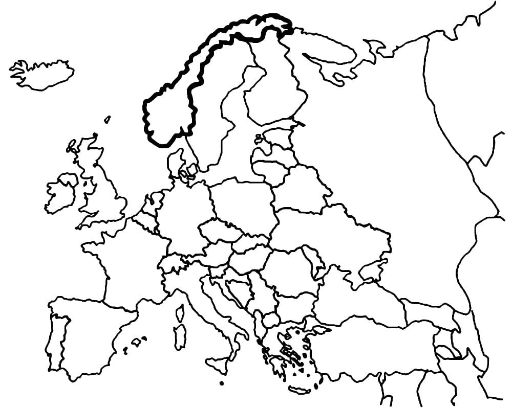 Norgeskart og Europa fargelegging