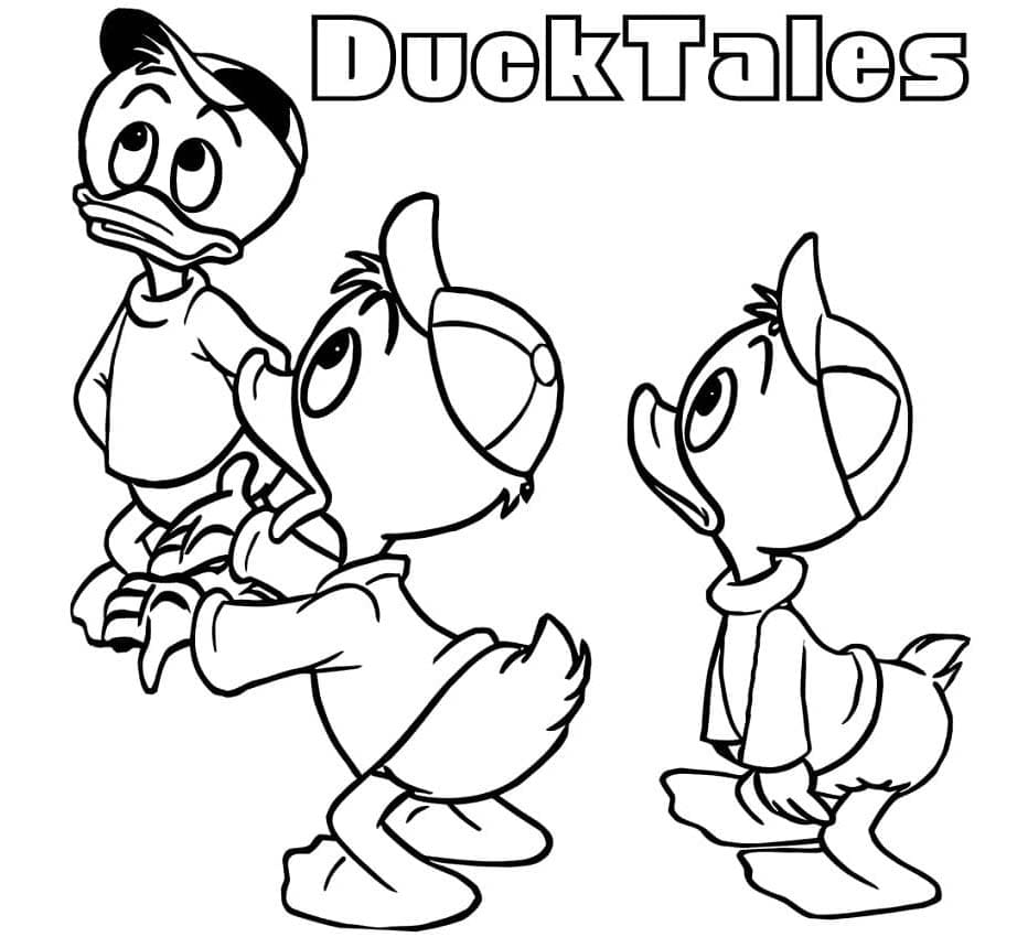 Huey, Dewey og Louie Duck fargeleggingsside