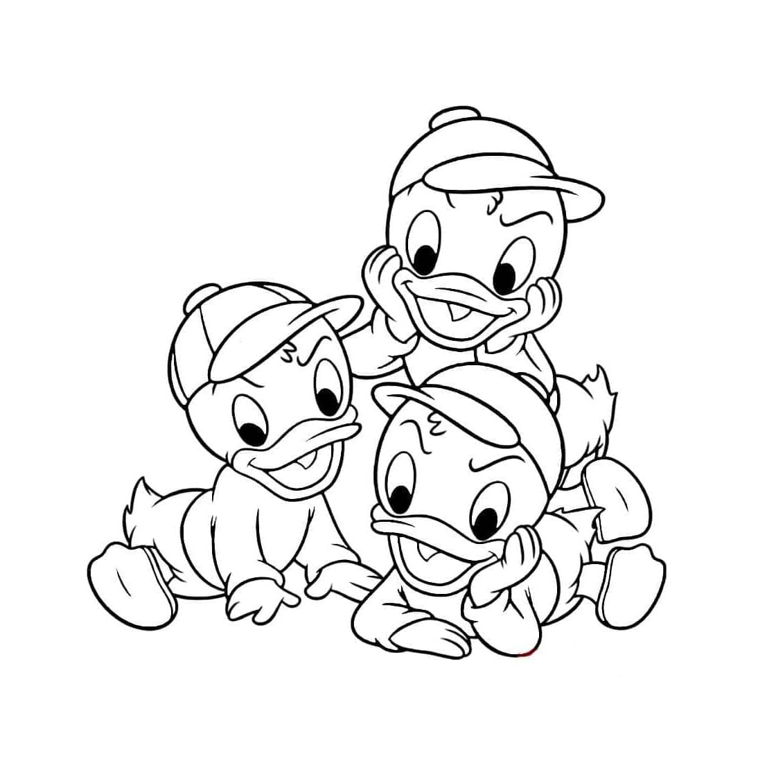 Huey, Dewey og Louie i Ole, Dole og Doffen på eventyr fargeleggingsside