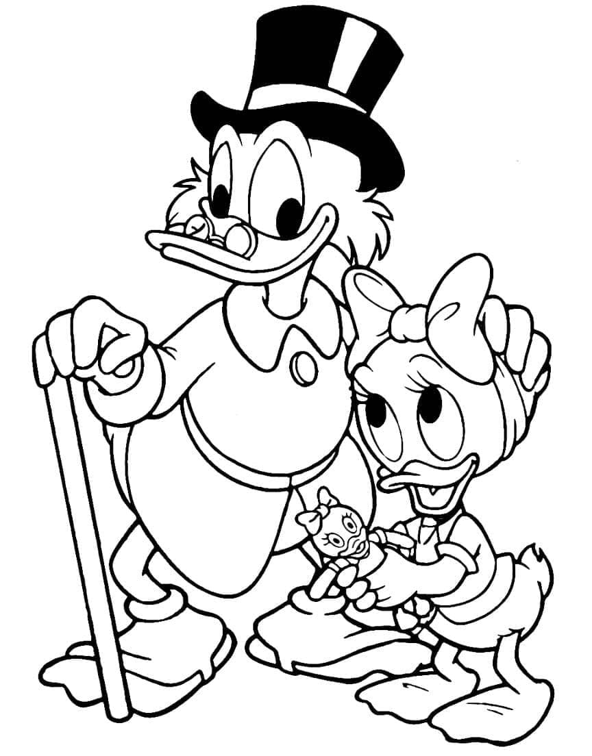 Scrooge McDuck og Webby fargeleggingsside