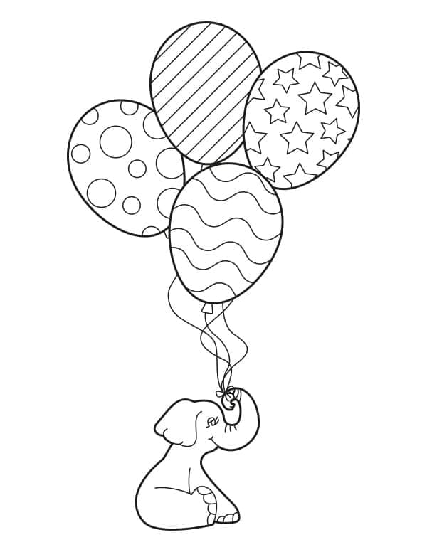 Elefant med ballonger fargelegging