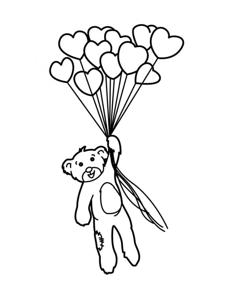 Teddy og ballonger fargelegging