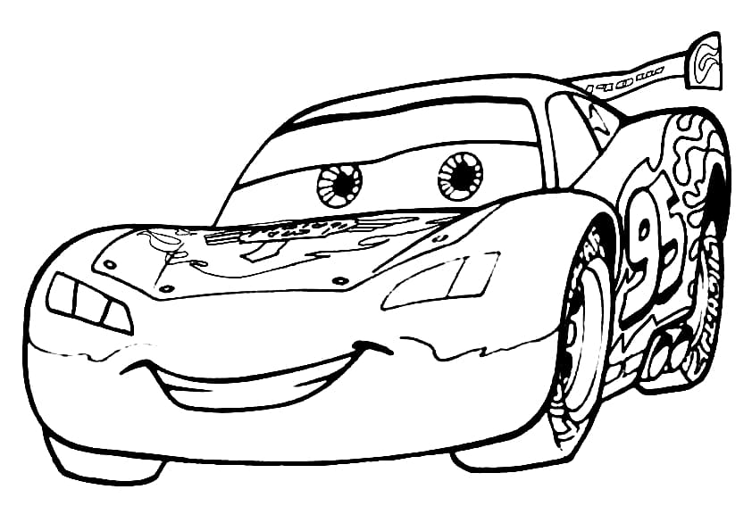 Biler Lighting McQueen smilende fra Disney Biler fargeleggingsside