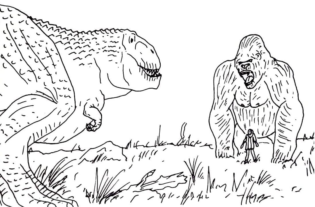 King Kong vs T-rex fargelegging