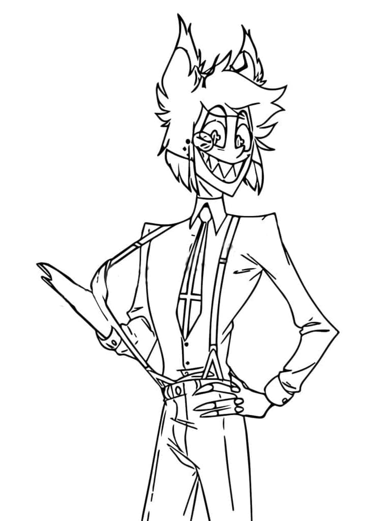 Alastor fra Hazbin Hotel fargelegging