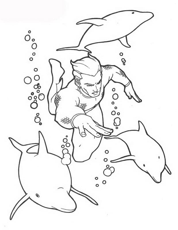 Aquaman og delfiner fargelegging