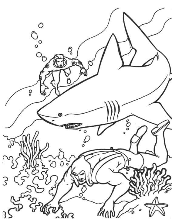 Aquaman og fiende fargelegging