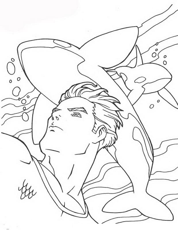 Aquaman og spekkhoggere fargelegging