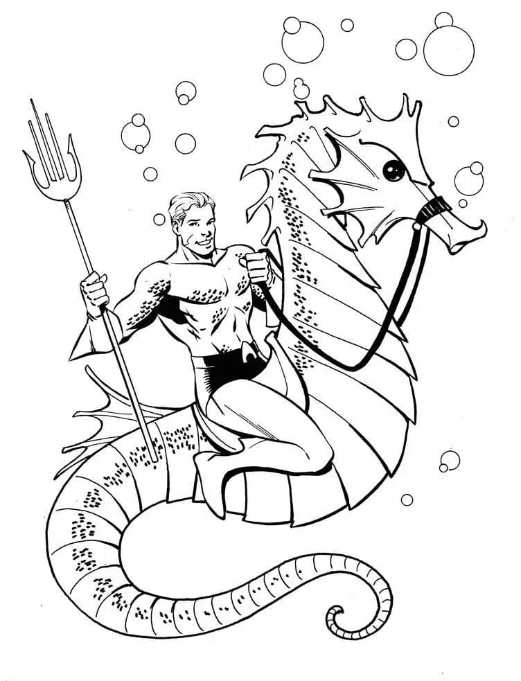 Aquaman rir sjøhest fargelegging