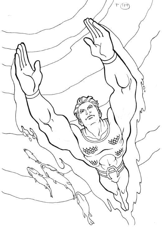 Aquaman svømming fargelegging