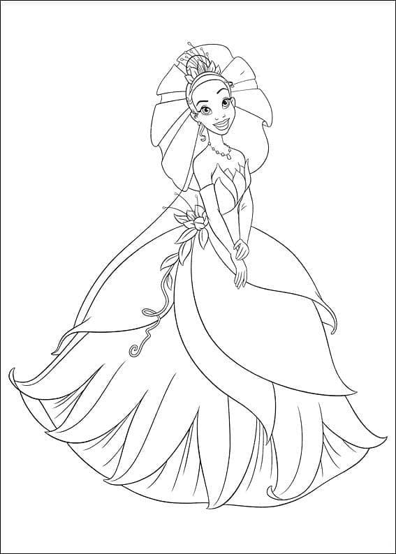 Gratis utskrivbar prinsesse Tiana fargelegging