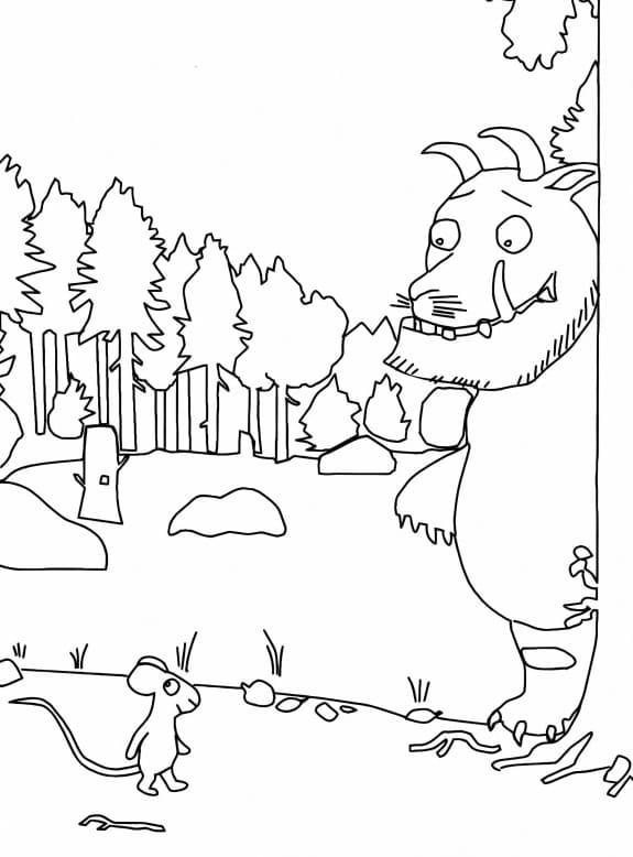 Gruffalo med mus fargelegging