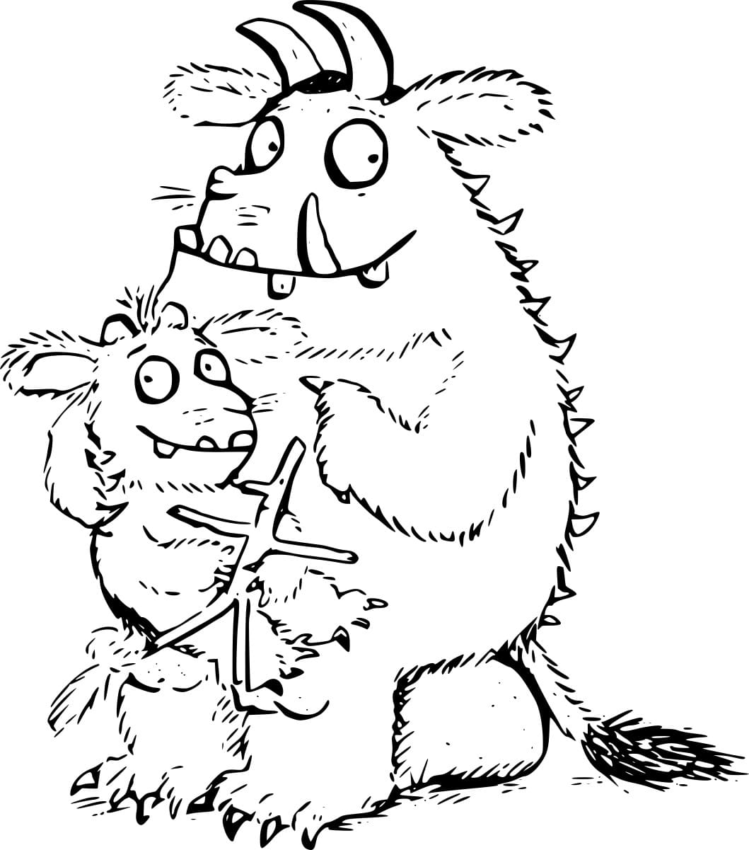Gruffalo og hans barn fargelegging