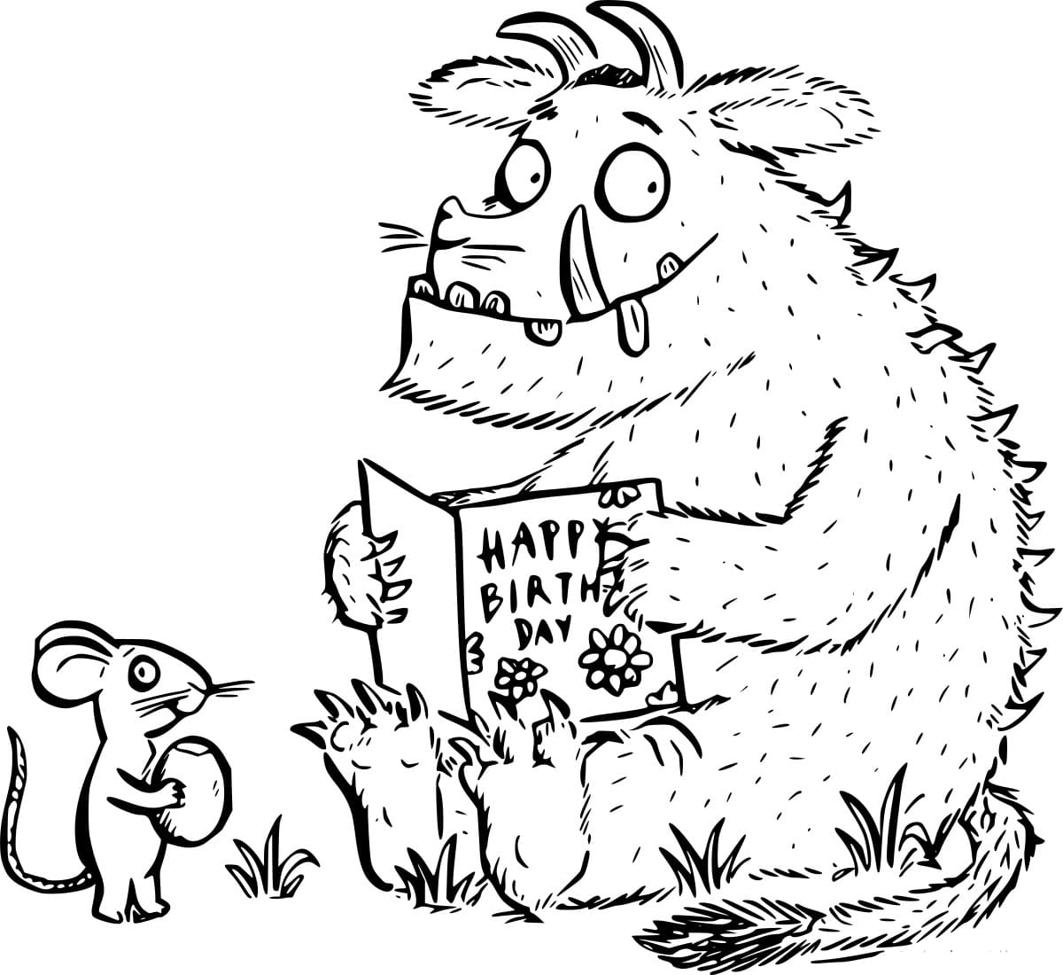 Gruffalo og mus fargelegging