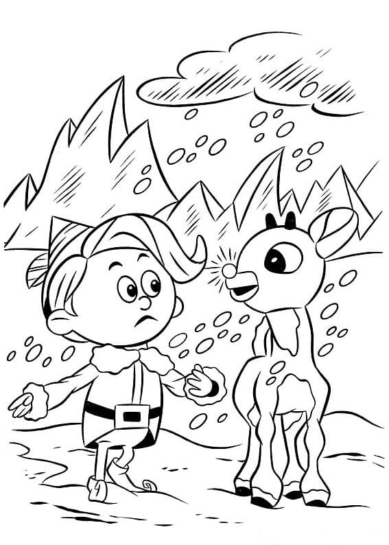 Hermey og Rudolf fargelegging