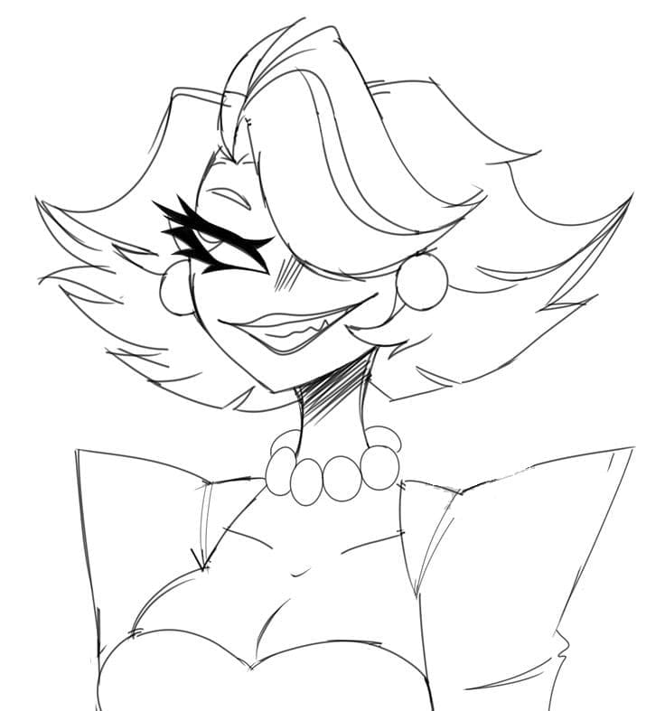 Katie Killjoy fra Hazbin Hotel fargelegging