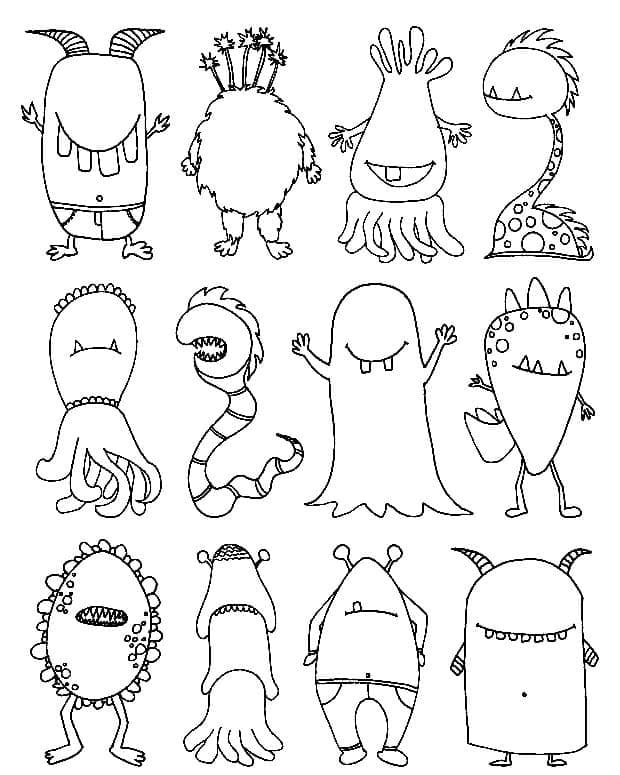 Mange monstre fargelegging
