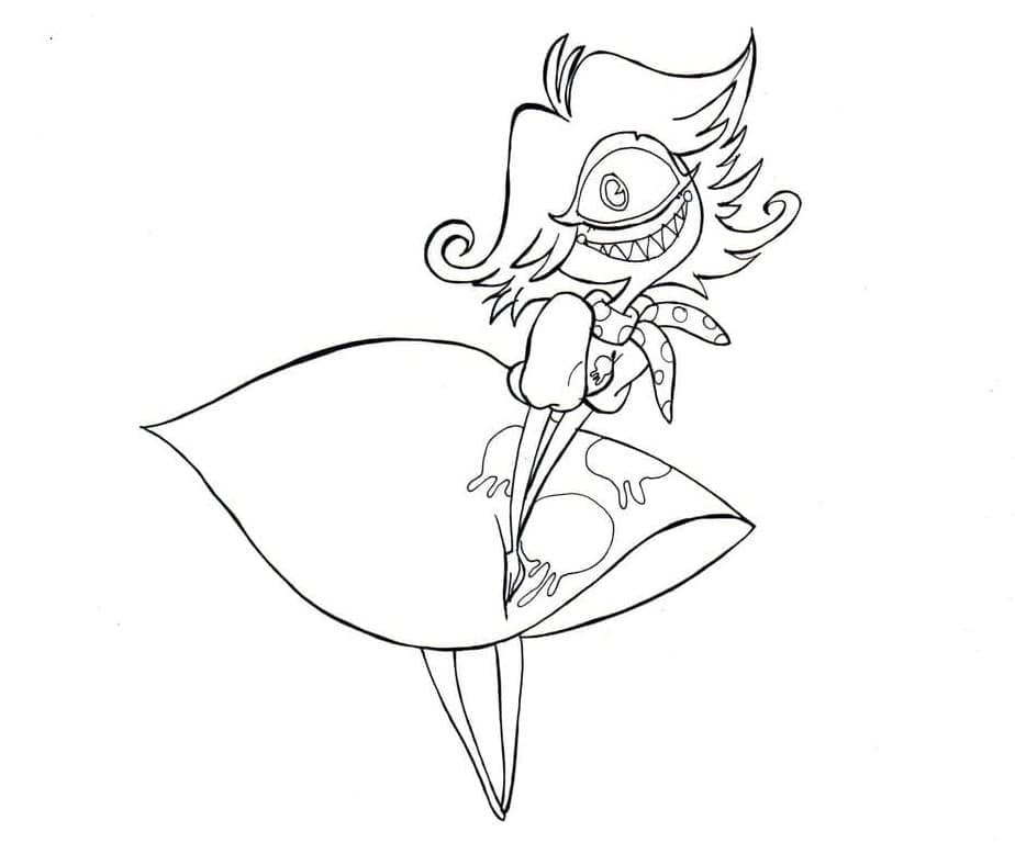 Niffty fra Hazbin Hotel fargelegging