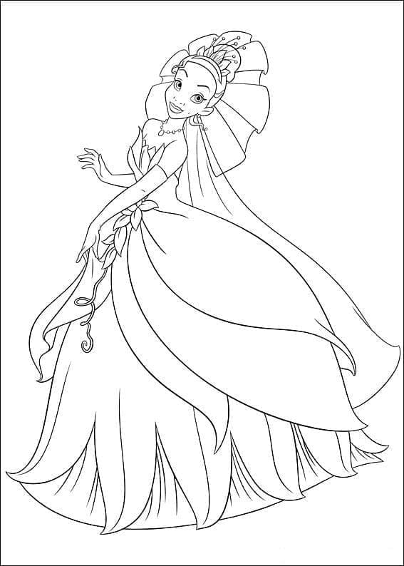 Prinsesse Tiana i prinsessen og frosken fargelegging