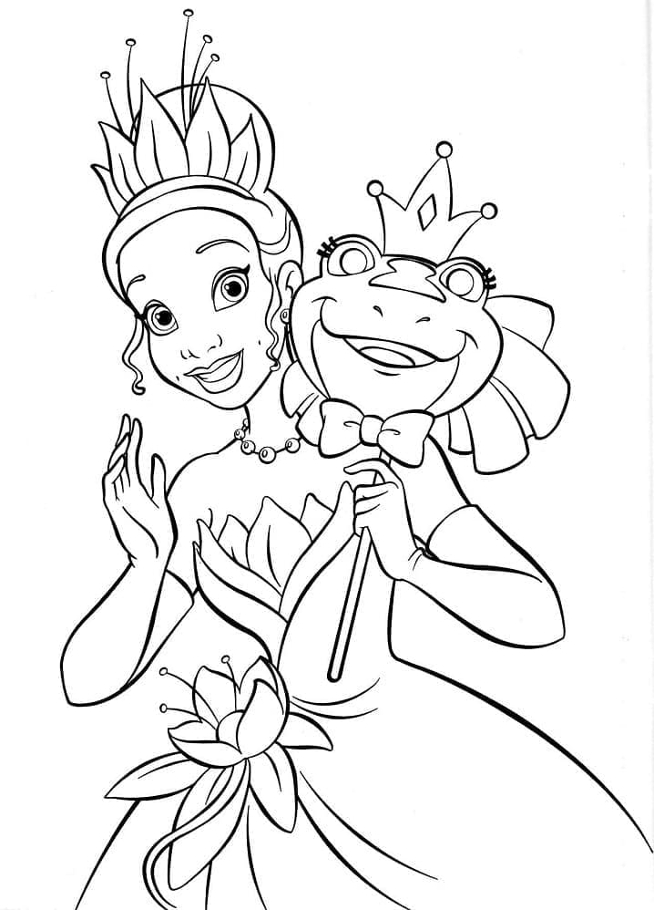 Prinsesse Tiana og froskemaske fargelegging