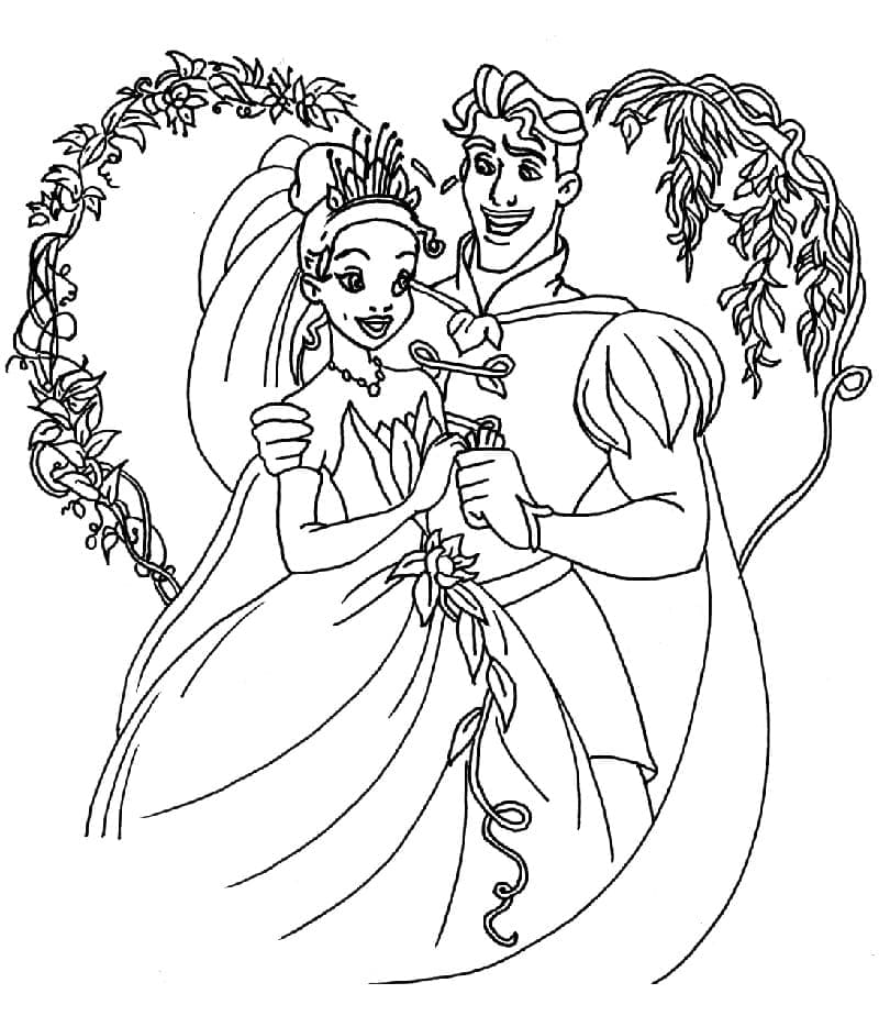 Prinsesse Tiana og Prins Naveen fargelegging