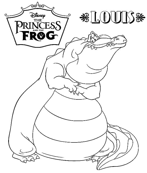 Prinsessen og frosken Louis fargelegging