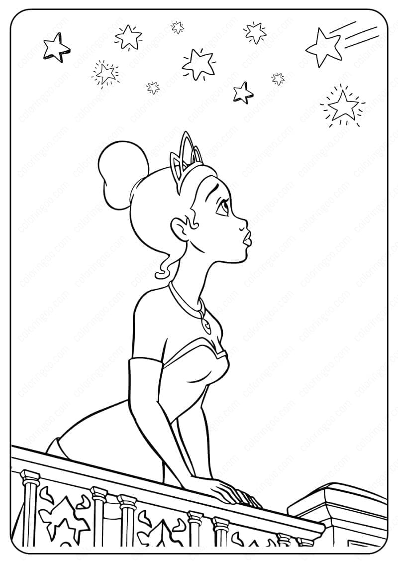 Prinsessen og frosken Tiana fargelegging