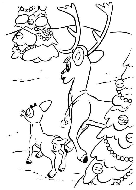 Rudolf og trener fargelegging