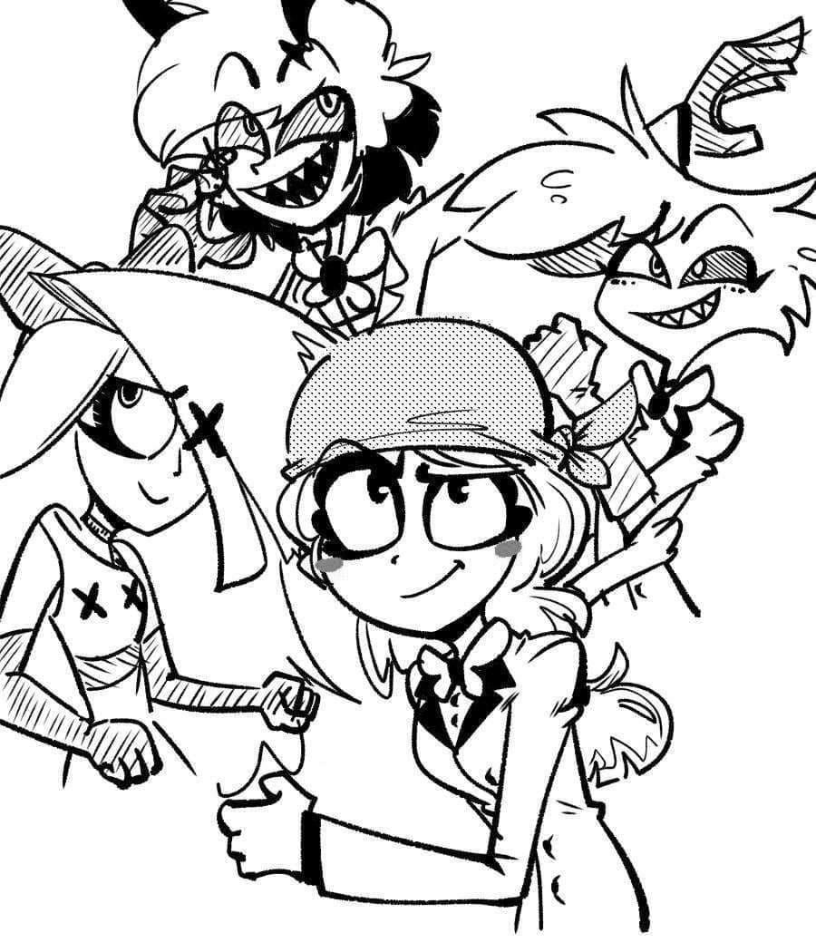 Skriv ut Hazbin Hotel fargelegging