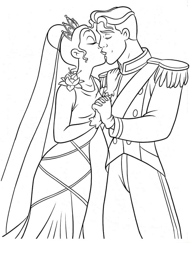 Tiana Kisses Naveen fargelegging