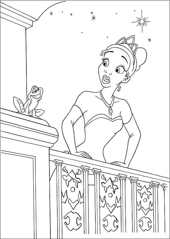 Tiana og frosk fargelegging