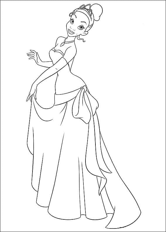 Utskrivbar prinsesse Tiana fargelegging