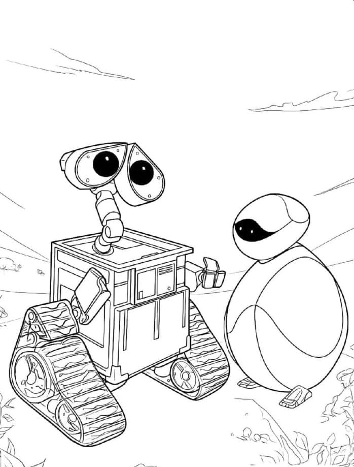 Wall-E og Eva fargelegging