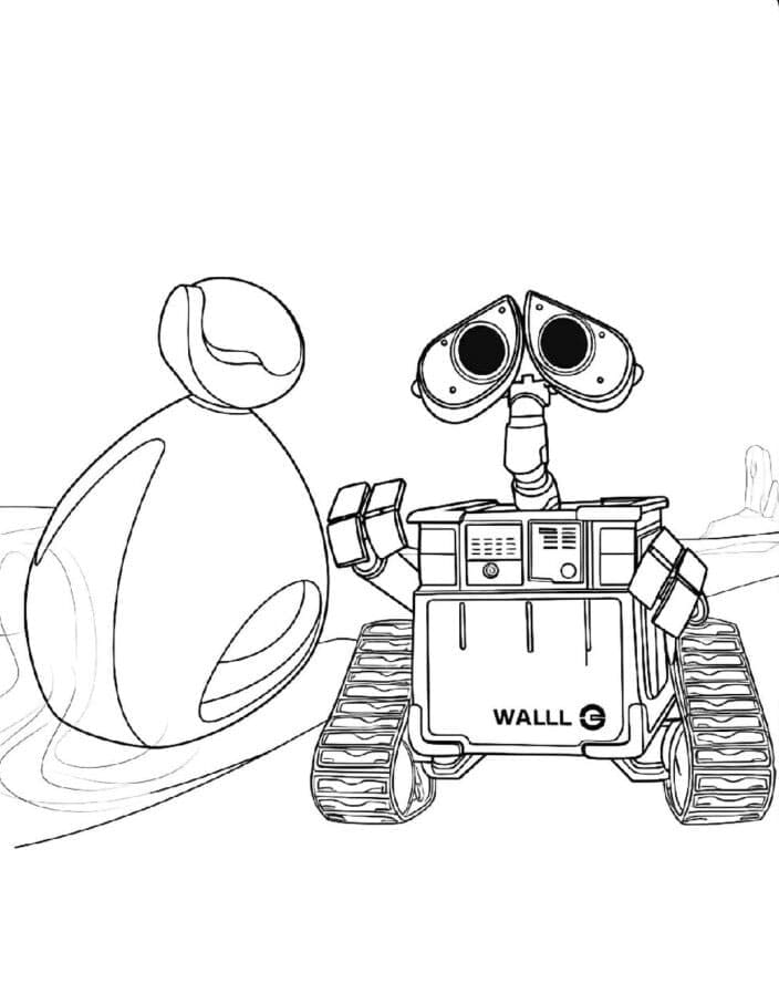 Wall-E og Eva fremtid fargelegging