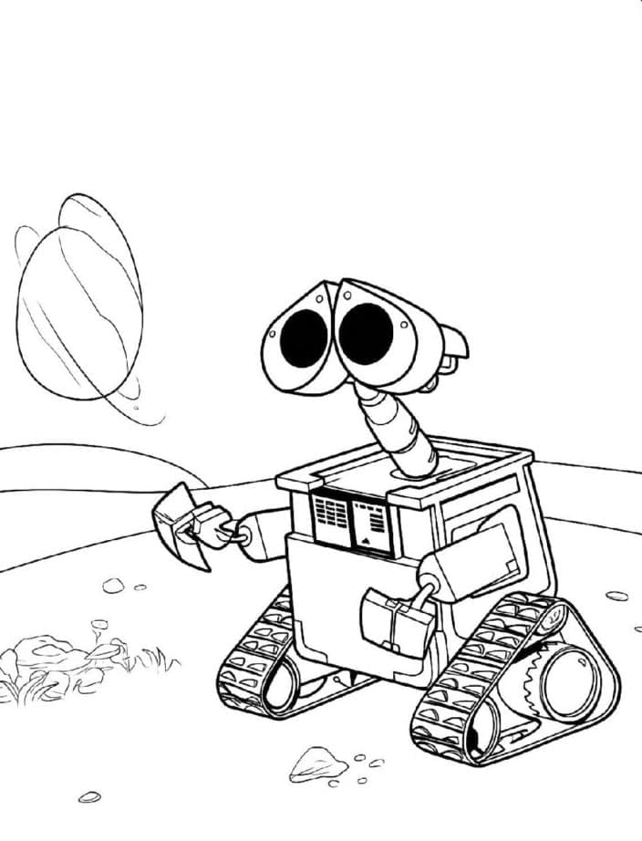 Wall-E og Eva på jorden fargelegging