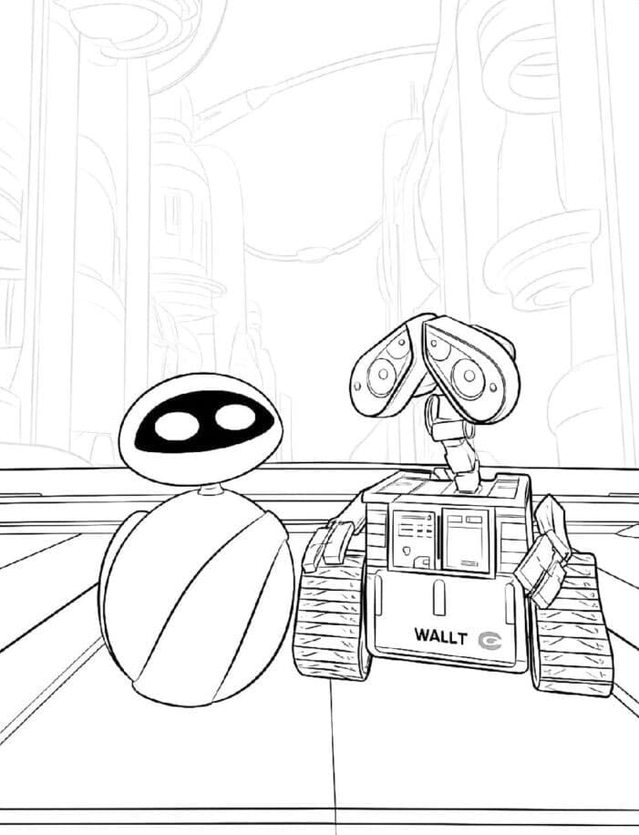 Wall-E og Eva sammen fargelegging
