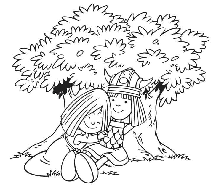 Ticky og Vicky the Viking fargelegging