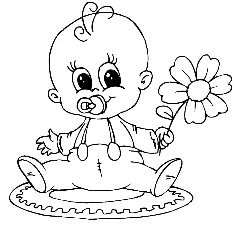Baby med blomster fargelegging