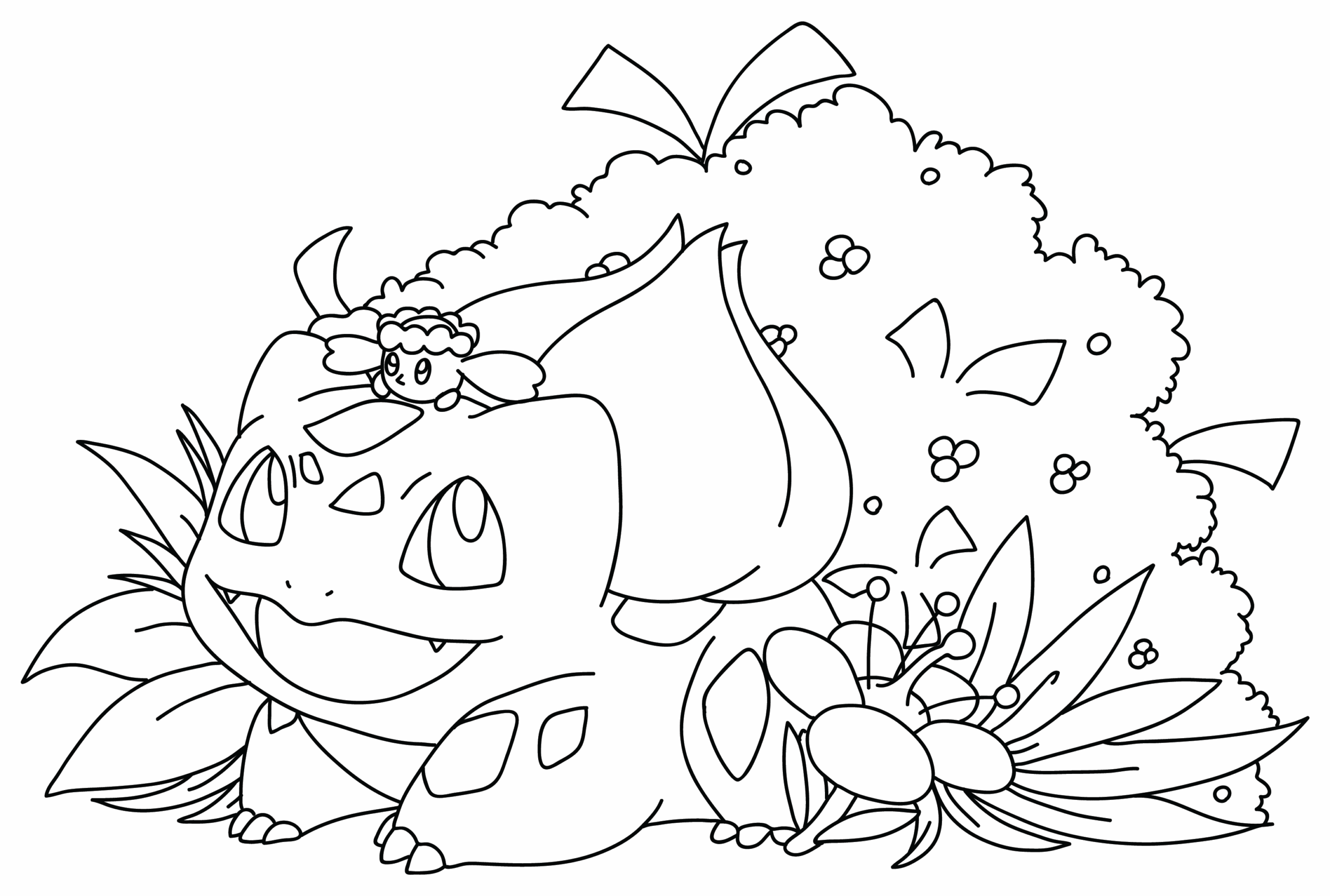 Bulbasaur Pokémon å skrive ut fargelegging