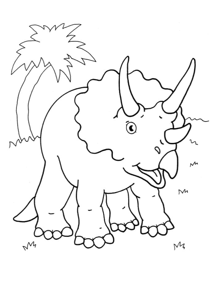 En glad triceratops fargelegging