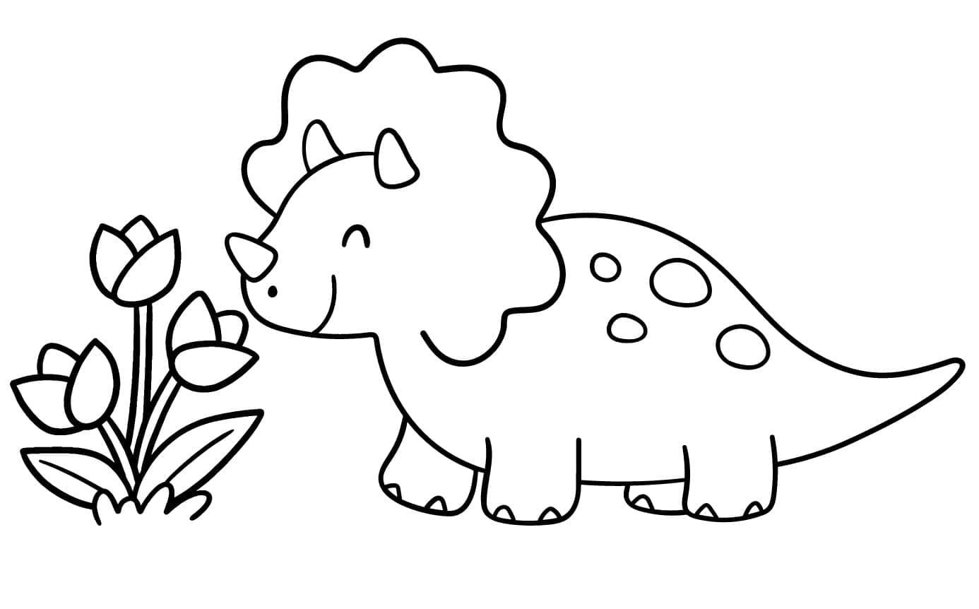 En søt Triceratops fargelegging