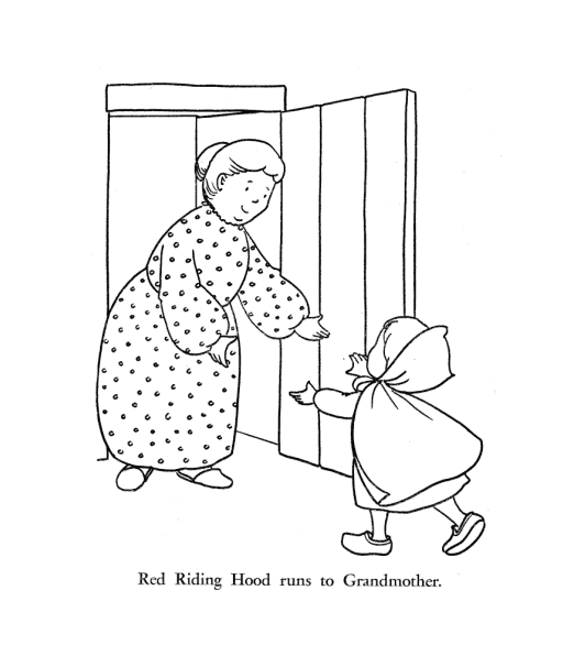 Gratis Rødhette-historie bestemor! fargelegging