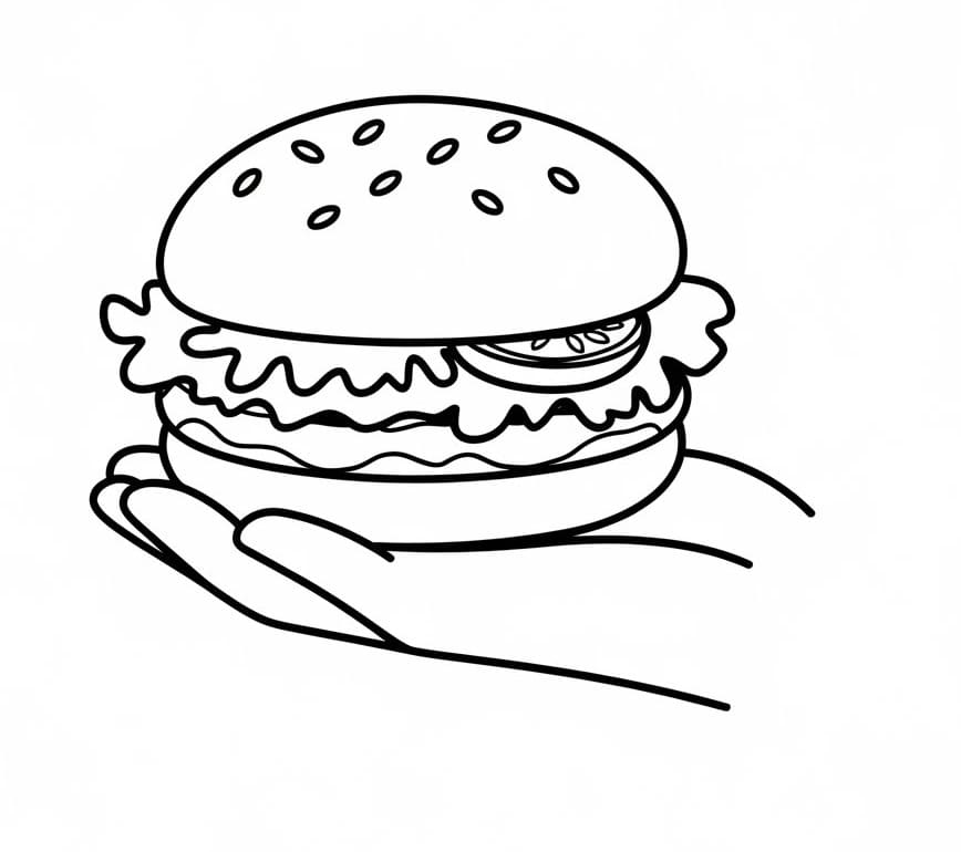 Hamburger på hånden fargelegging