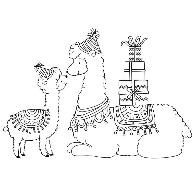 Lama og gaver fargelegging